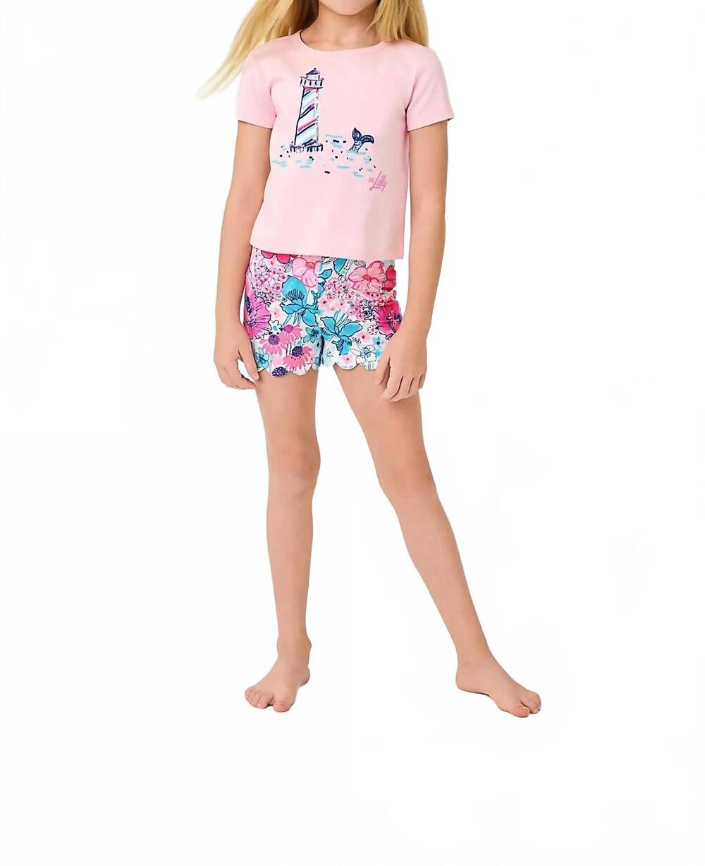NEW LILLY PULITZER girl's mini leva short in resort white in all her glory